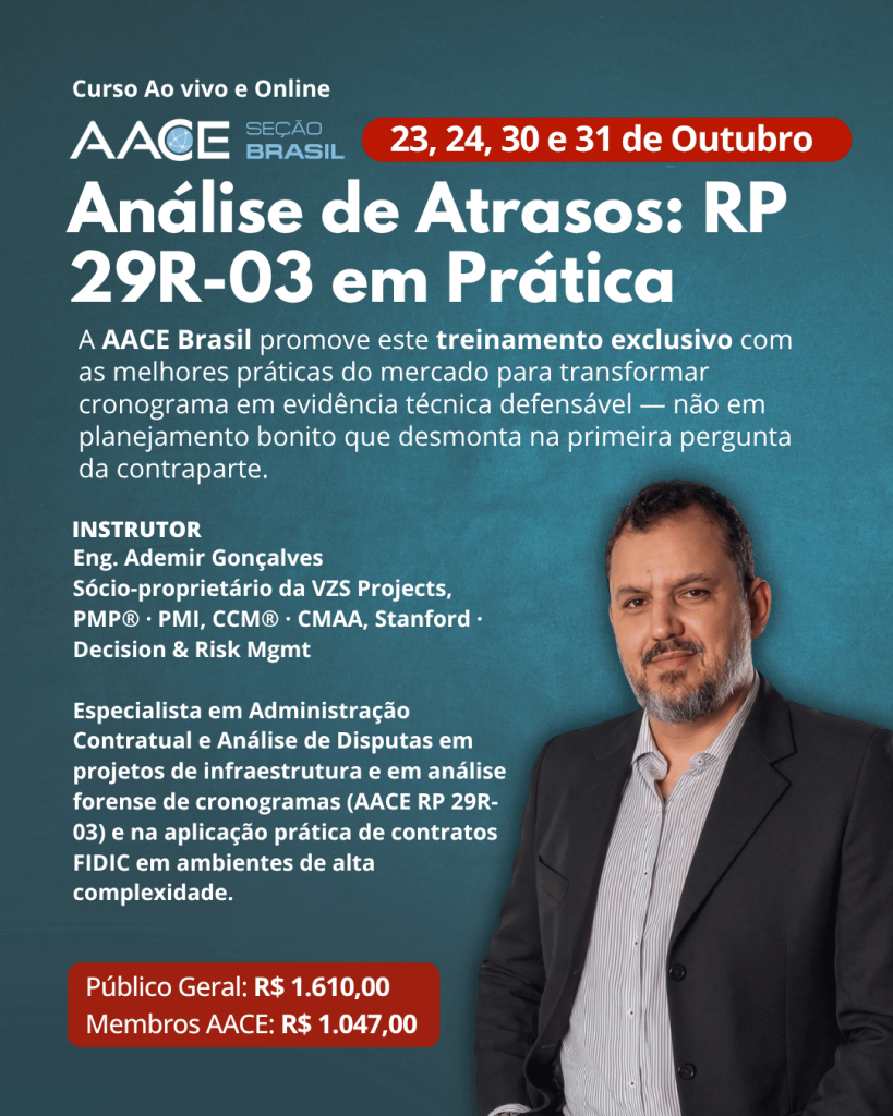 Curso Análise de Atrasos: RP 29R-03 em Prática - 23, 24, 30 e 31 de outubro